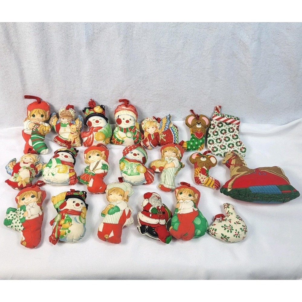 Vintage Fabric Christmas‎ Ornaments Lot 20 Handmade Holiday Decor Plush